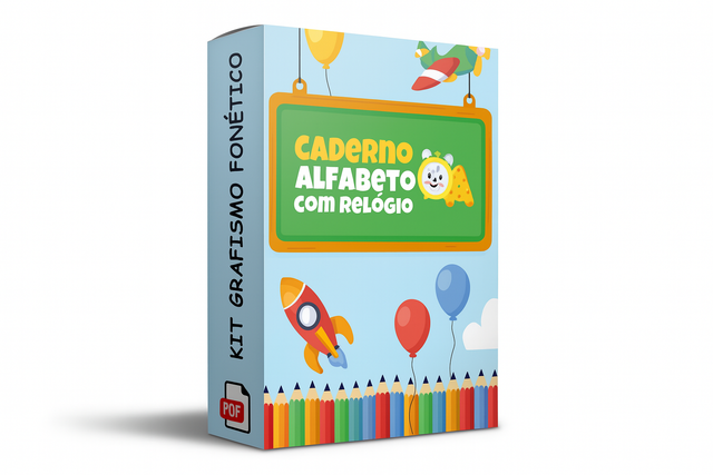 Mockup do Caderno Alfabeto com Relógio