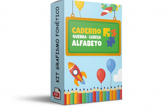 Mockup do Caderno Quebra Cabeça Alfabeto